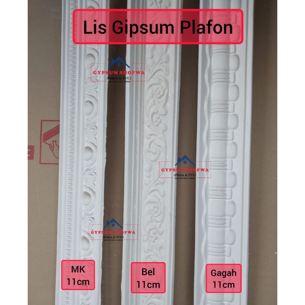Lis gypsum plafon motif 11 cm / Lis gipsum profil plafon / gyspum shofwa