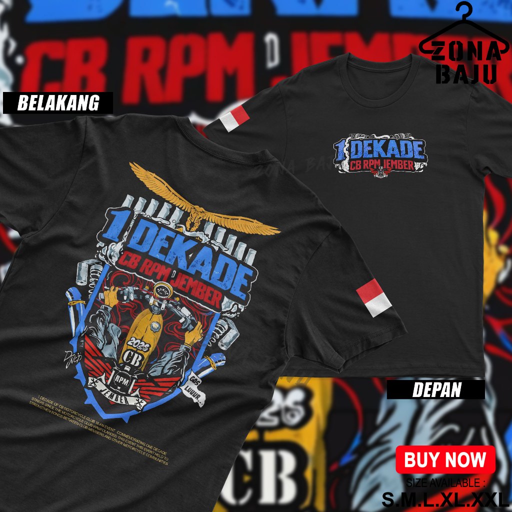 KAOS 1 DEKADE CB RPM JEMBER T-SHIRT SATU DEKADE CB RPM JEMBER