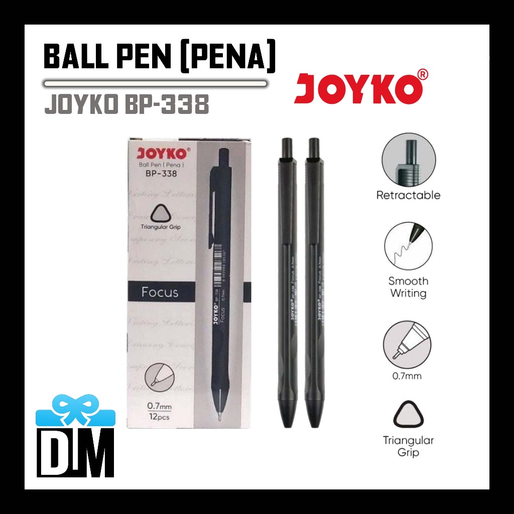 Ball Point BallPen Joyko BP338 pena 1 Lusin 1 Dozen Bolpen Joyko Klik BP338