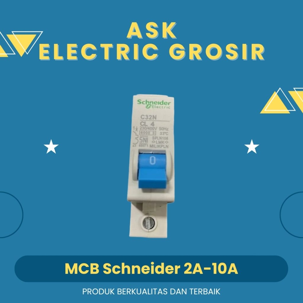 MCB Schneider Original Biru 2 Ampere 4 6 10 A/MCB Original Schneider/MCB Listrik Instalasi
