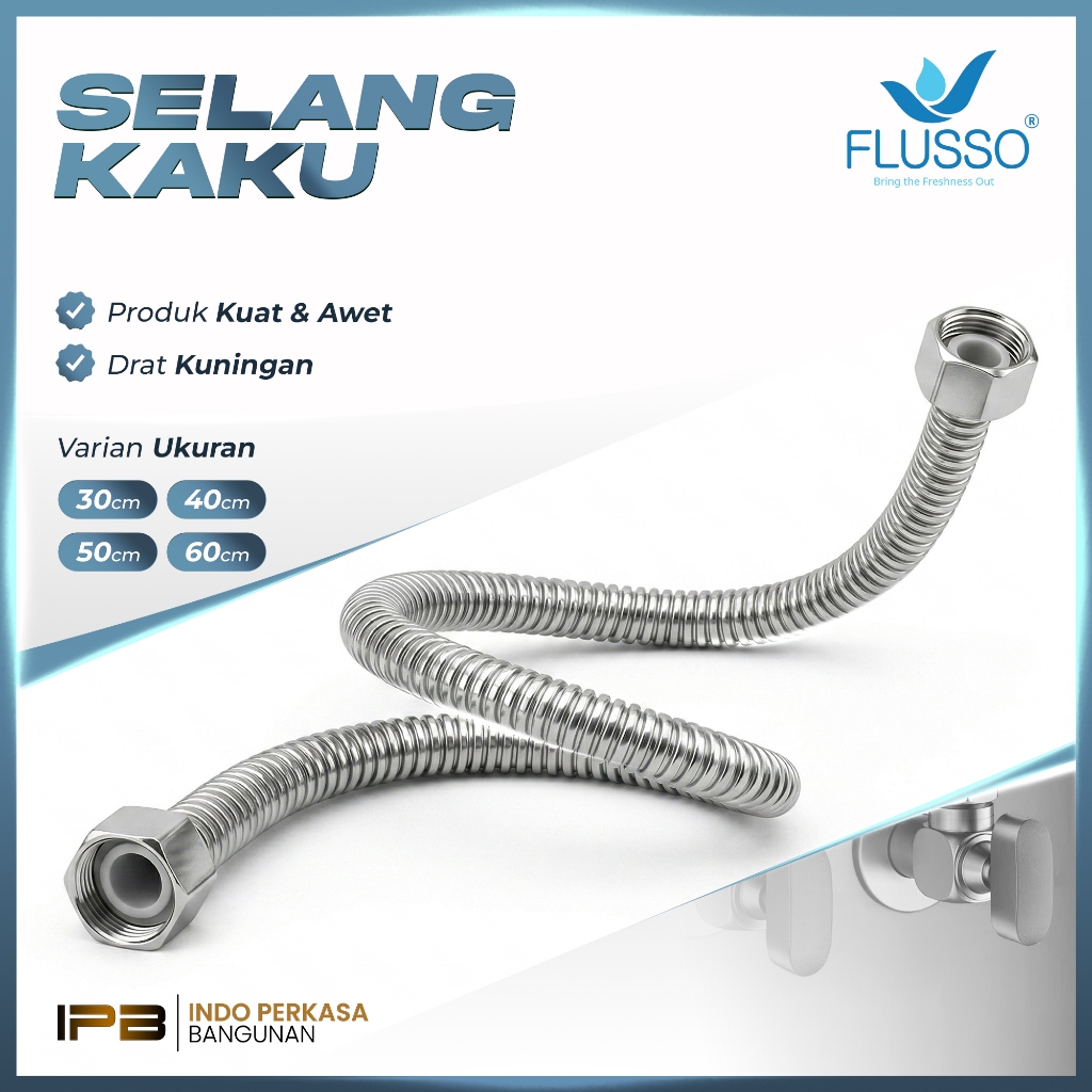 Flusso Selang Kaku Air Panas Dingin Stainless I Selang Fleksibel Panas Dingin