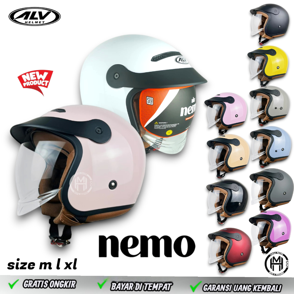 ALV NEMO 100% ORI HELM HALFACE RETRO KEREN COCOK UNTUK PRIA DAN WANITA HELM MOTOR