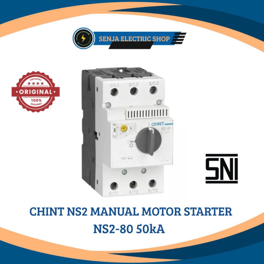 CHINT NS2 MANUAL MOTOR STARTER BREAKING NS2-80X MOTOR STARTER CHINT 50KA 20-25A - 63-80A CHINT