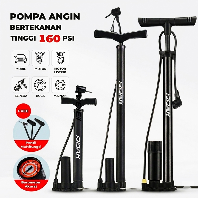 Pompa Angin Serbaguna Tabung Besar - Bisa untuk Motor, Mobil, Sepeda, Bola, & Mainan Anak - Dilengka