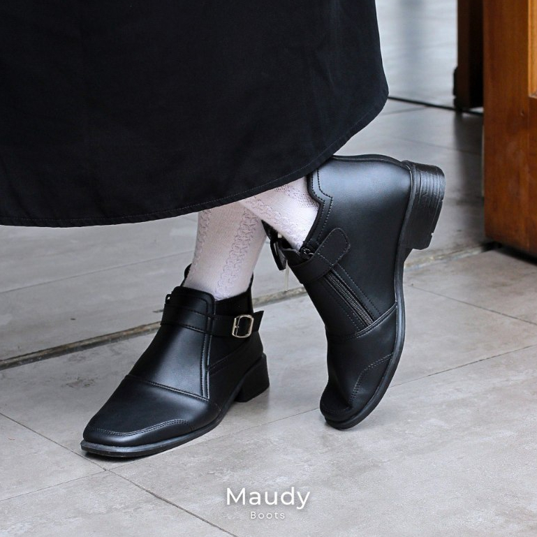 ONE LOVE MAUDY BOOTS  HITAM 3 CM - SEPATU BOOTS WANITA TINGGI KOREAN STYLE CASUAL FORMAL TINGGI 3 CM