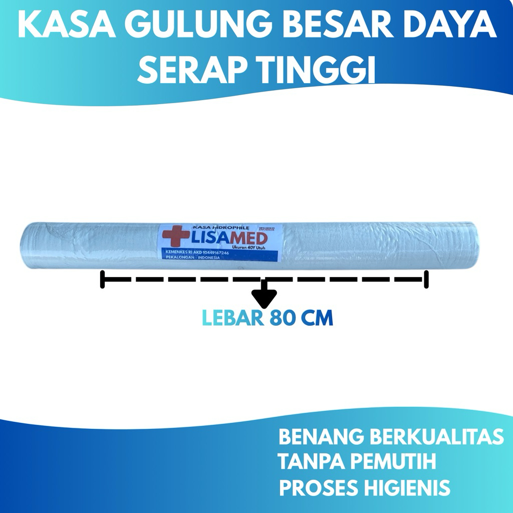 kasa steril perban gulung roll 40yard lebar 80cm gulungan press