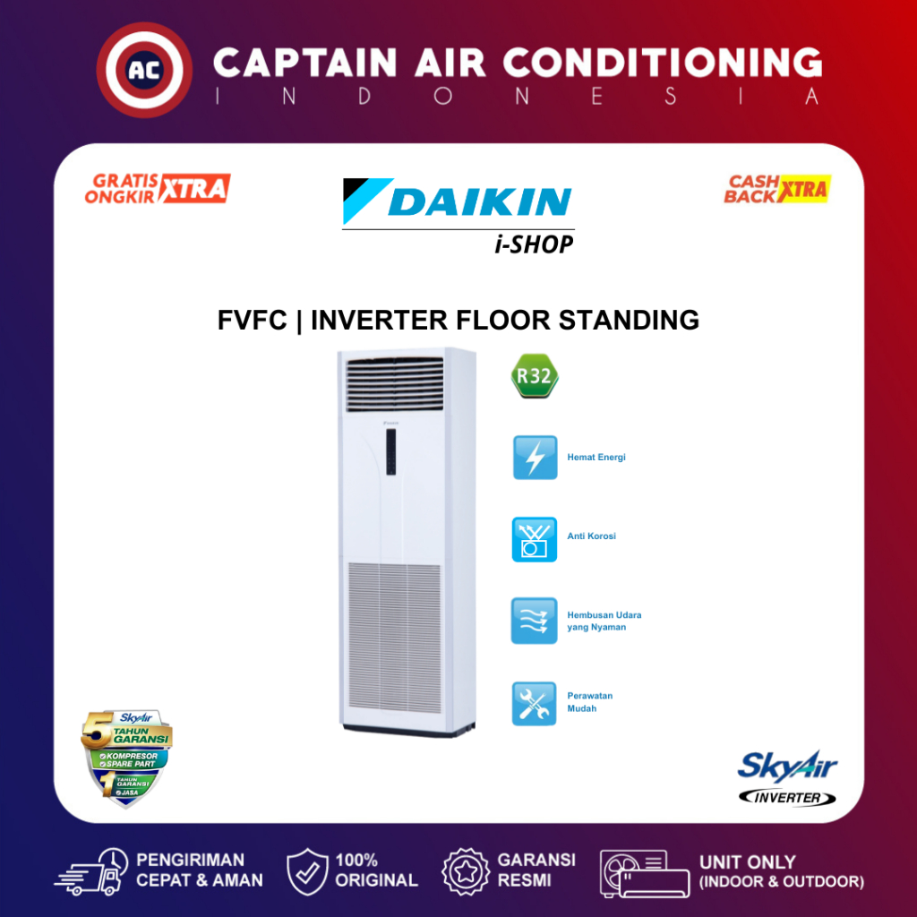 DAIKIN AC Floor Standing SkyAir Inverter FVFC-140 6 PK (3 Phase)