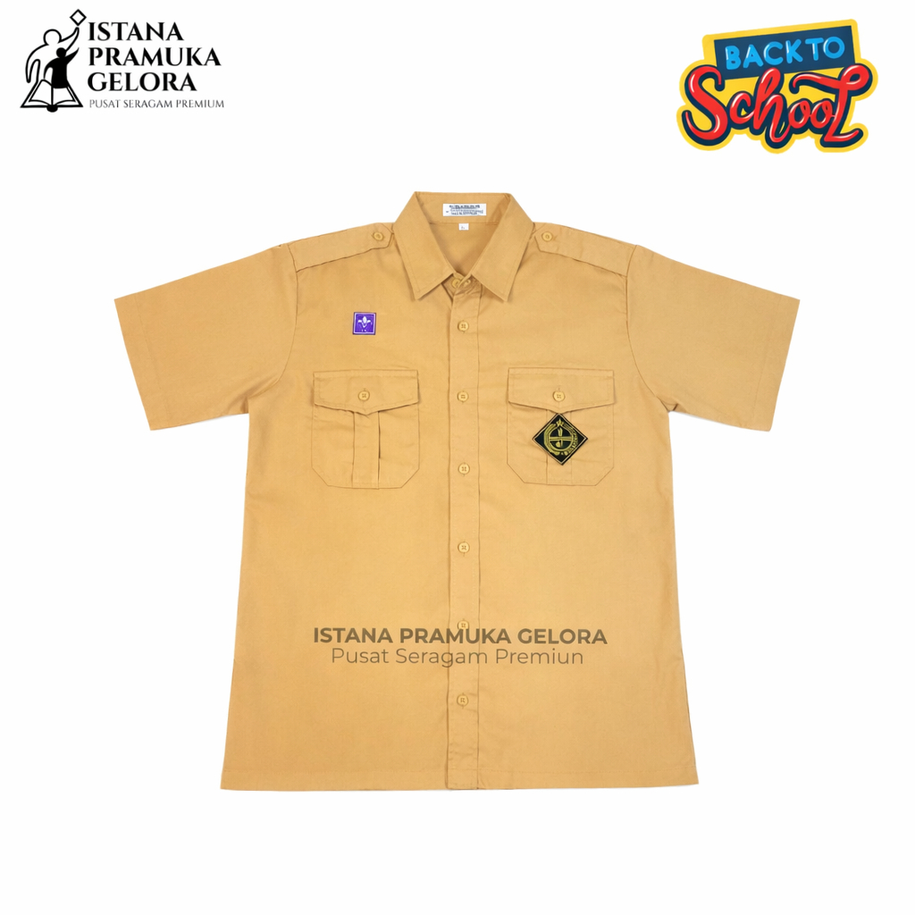 (PREMIUM) Seragam Pramuka SD/ SMP Penggalang Lengan Pendek Baju Pramuka SD/ SMP Kemeja Pramuka SMP P