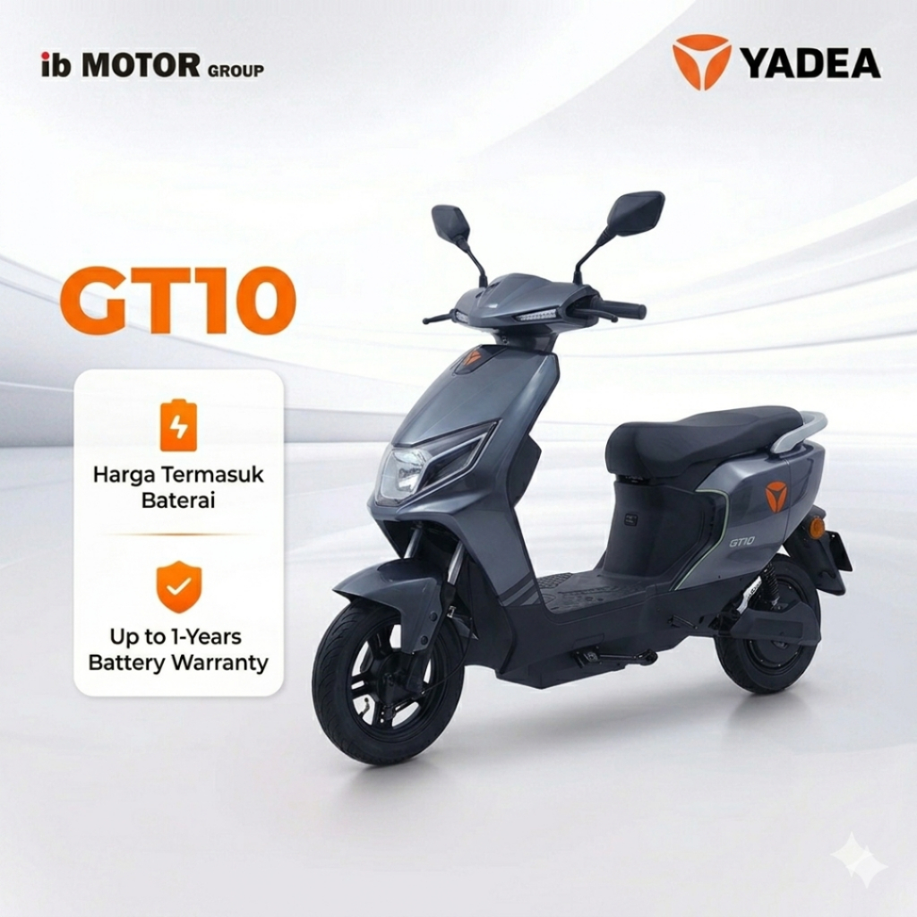 Sepeda Listrik Yadea GT10 Desain Futuristik Tahan Lama Garansi Resmi 2 Tahun Termasuk Baterai