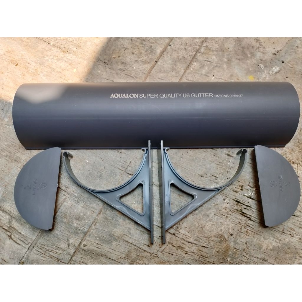 NEW  TALANG AIR PVC OVAL 6 INCH AQUALON PANJANG 1 METER SET / TALANG AIR PVC SETENGAH LINGKARAN