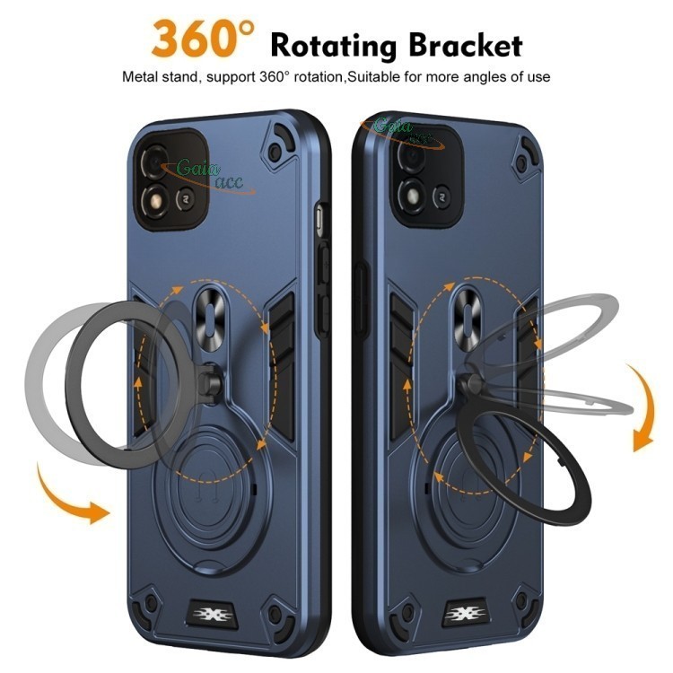 Case Magnetic Untuk REALME C20 Ring Pro Camera Carbon Fiber Rotasi 360
