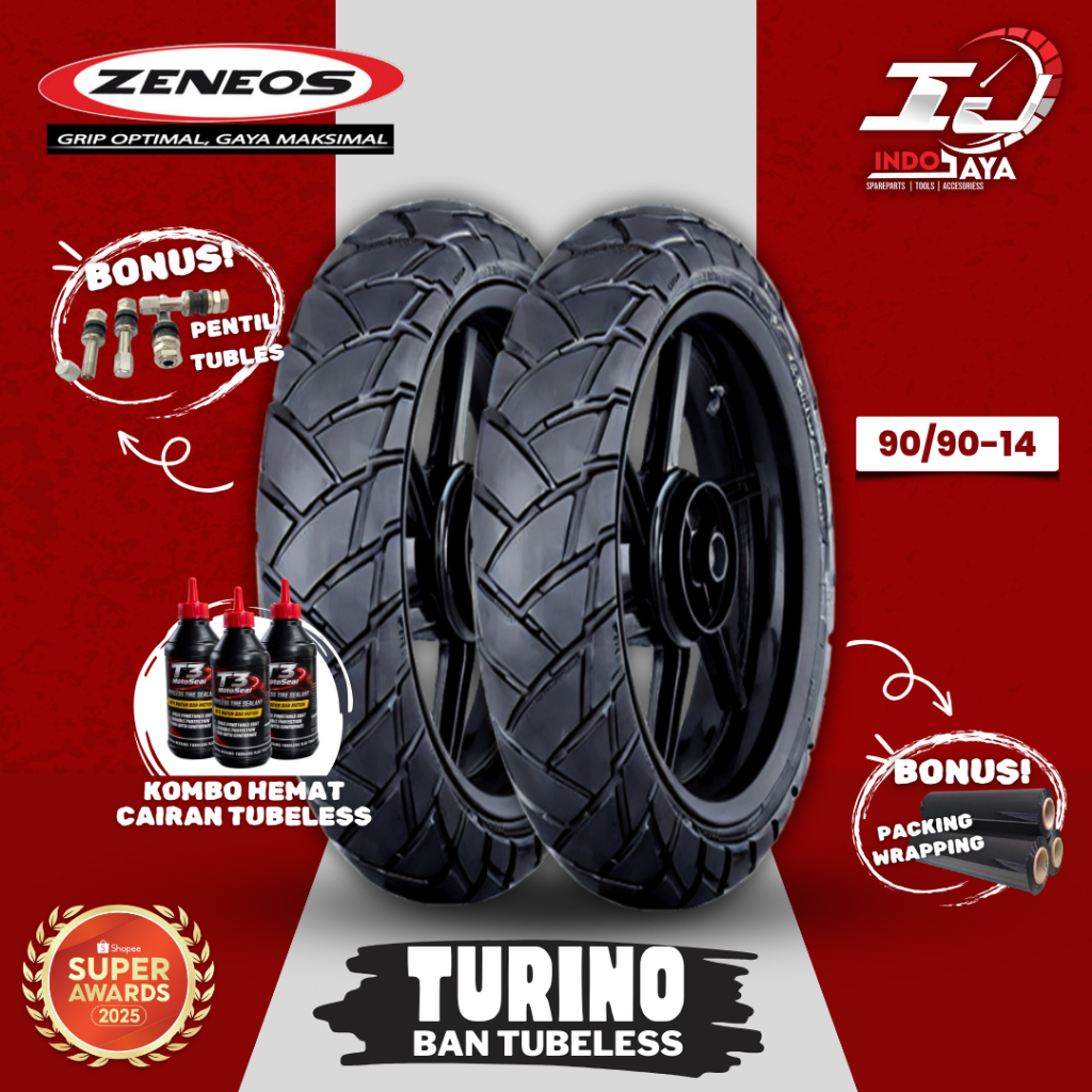 [READY COD] BAN ZENEOS TURINO DUAL PURPOSE (90/90-14) BAN TUBELESS DEPAN BELAKANG MOTOR MATIC BEAT /
