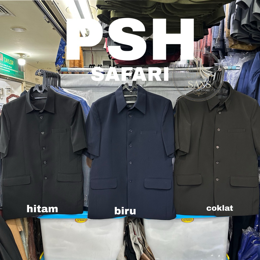 seragam stelan + celana PSH satpam,baju safari psh , guru coklat biru hitam