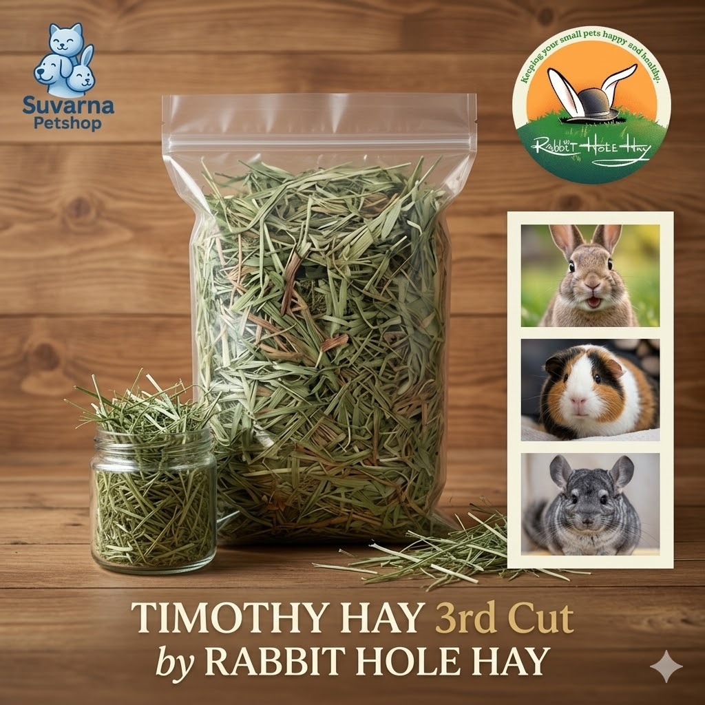 Timothy Hay 3rd Cut Soft - Repack 100 Gram Makanan Kelinci Marmot Guinea Pig Chinchilla Rabbit Hole 