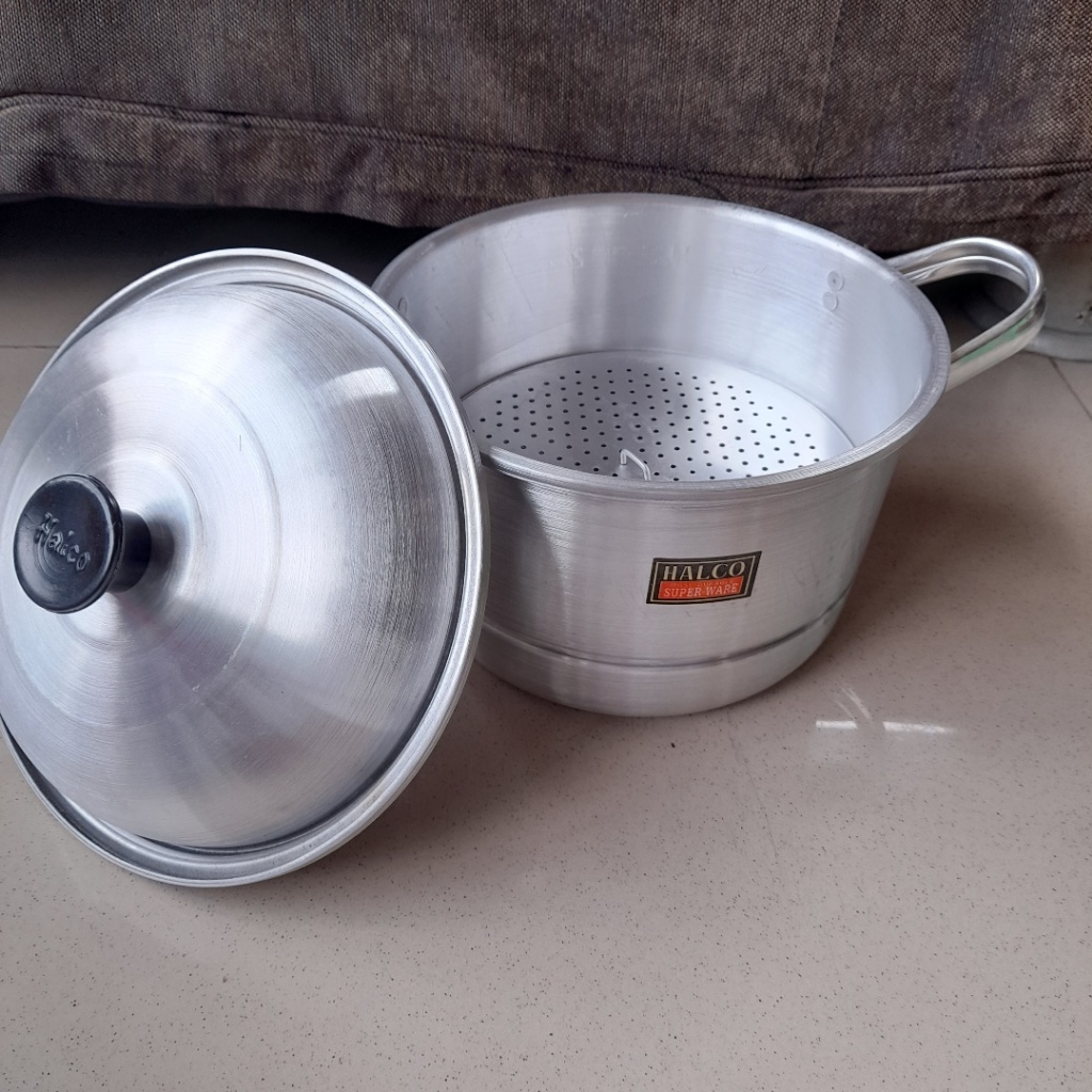 Panci Streamer 22cm Langseng Kukusan Dandang Aluminium Serbaguna Halco - Only Grab Gojek
