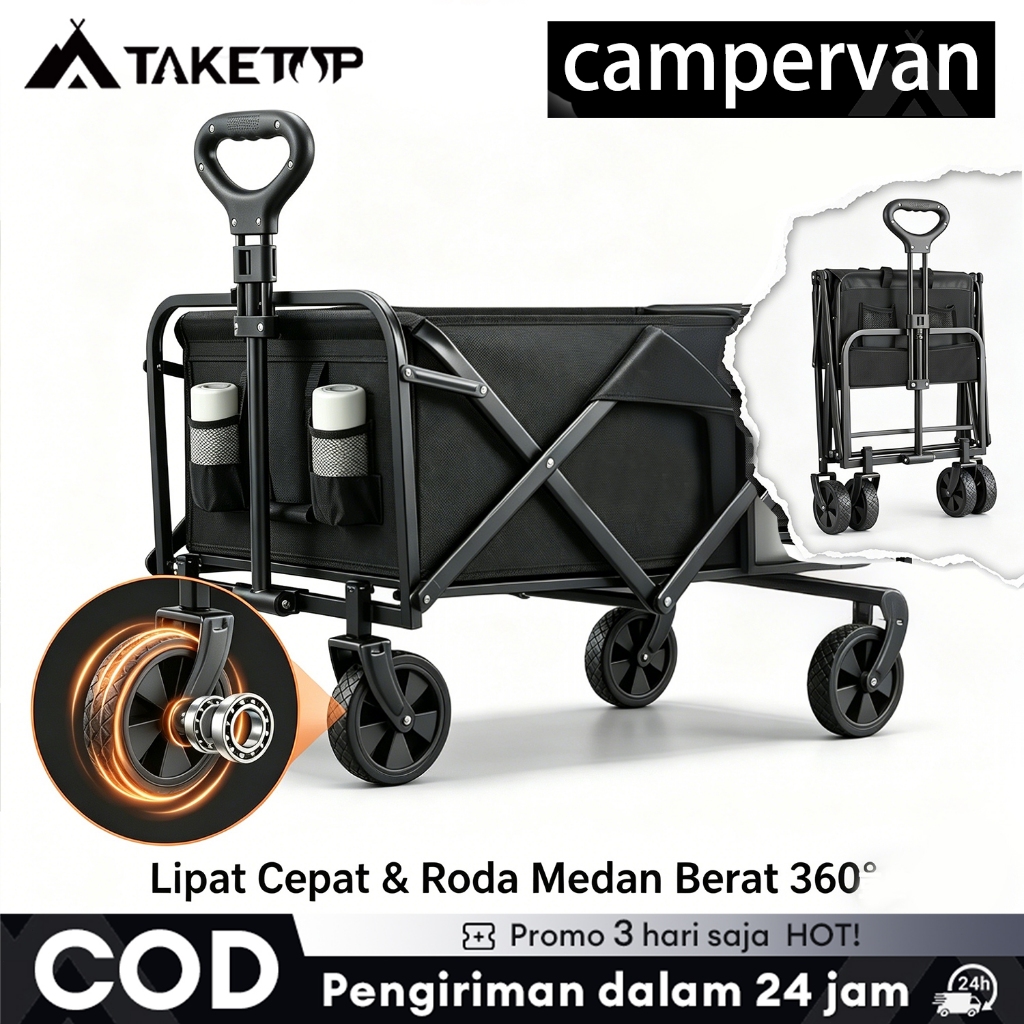 Gerobak Lipat Troli Barang Troli Barang Camping Kereta Camping Outdoor Troli Barang Box Serbaguna Ca