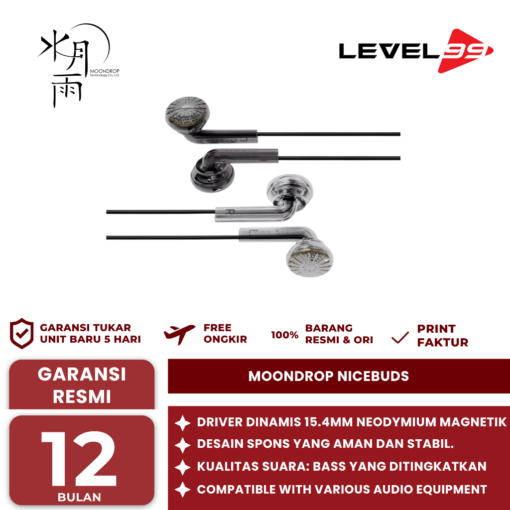 Moondrop NICEBUDS / NICE BUDS 15.4mm Dynamic Driver Flathead Earphone Earbud - Earphone MOONDROP NIC