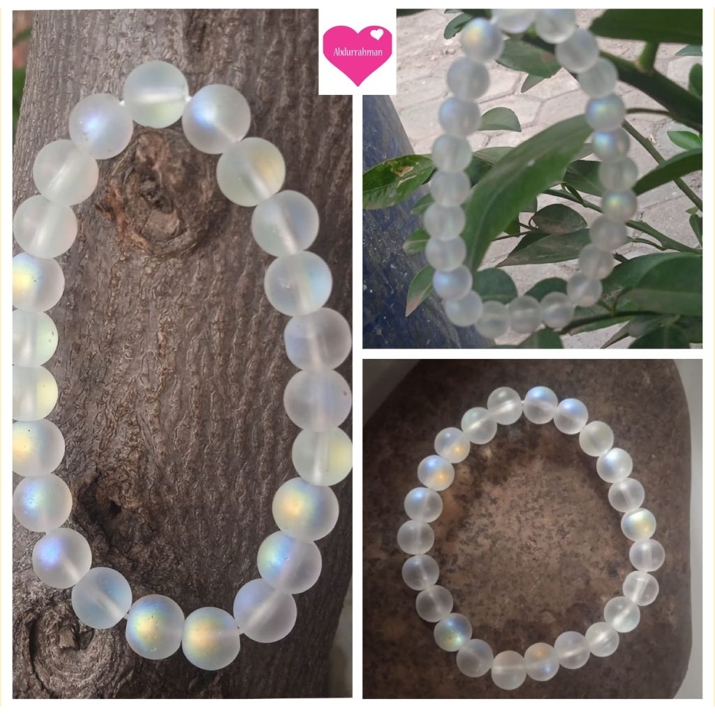 GELANG ELASTIS BATU BIDURI BULAN ZARONG 6mm ORIGINAL NATURAL ASLI BATU ALAM
