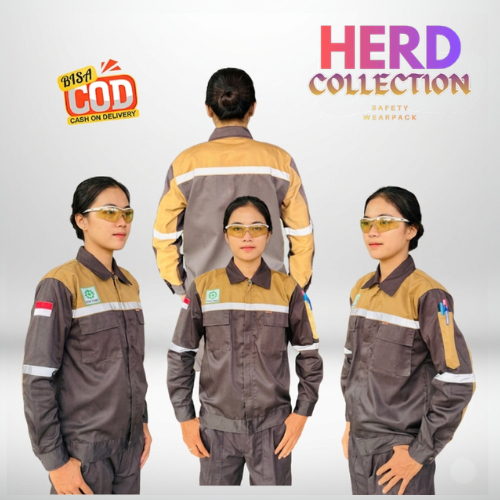 [COD] Wearpack Safety Baju seragam kerja Proyek panjang Pria Wanita Atasan Warna  Hitam Kombinasi Co