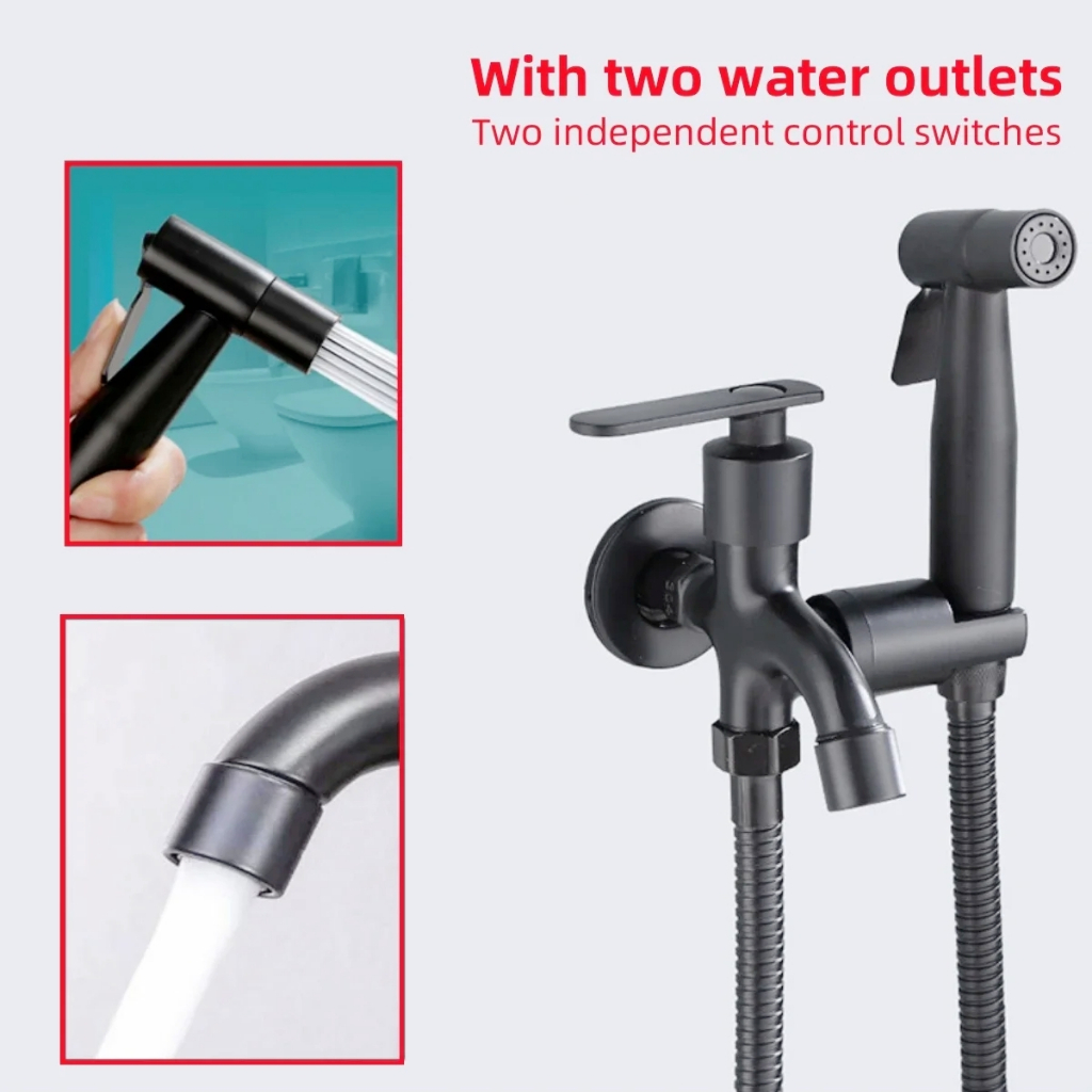 Jet Shower Set Selang Kloset Kran Cabang Kepala Bidet Toilet Set Stainless