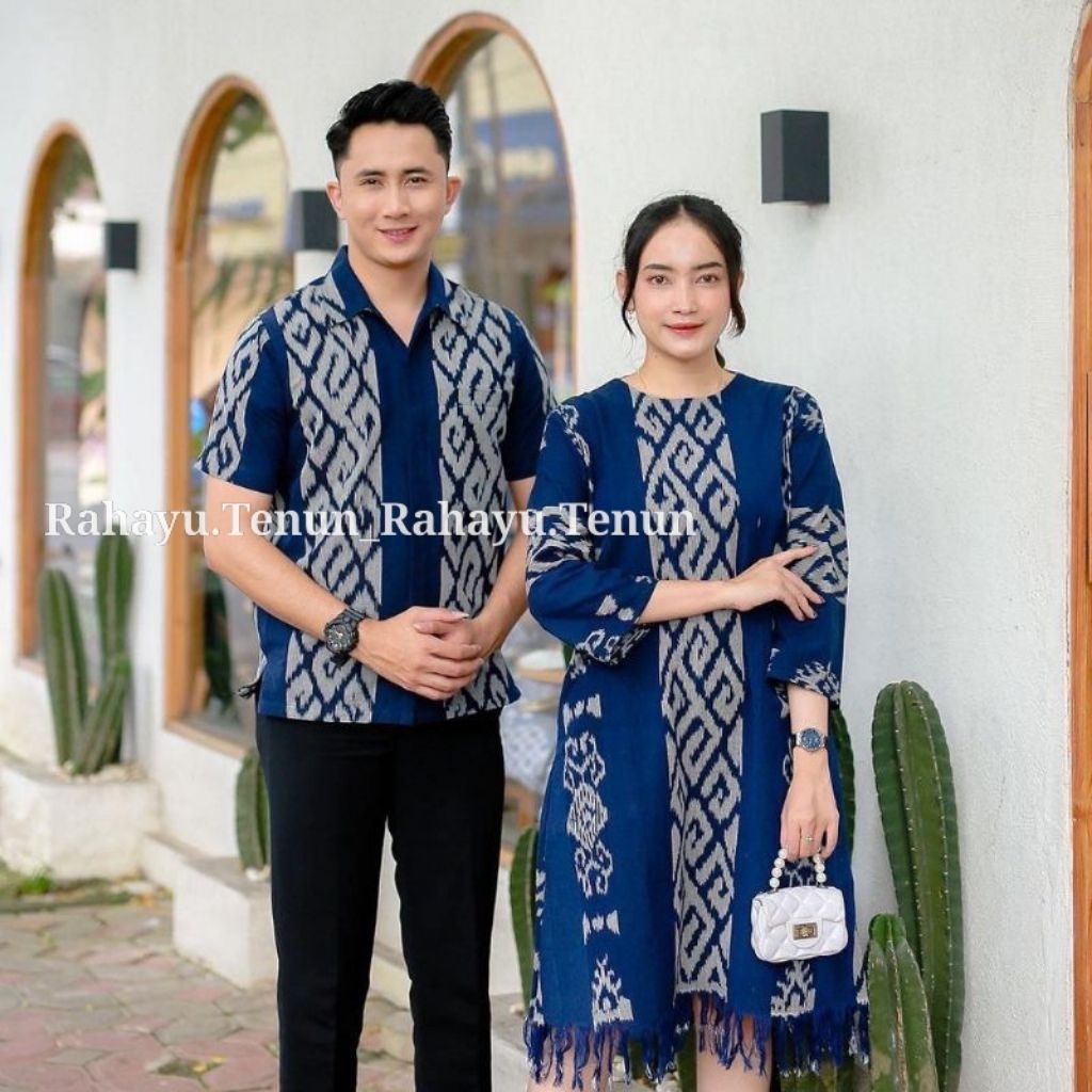 [Ready Stock] Airra Dress Set Couple Tenun baju pria wanita sepasang cocok buat prewedding kondangan