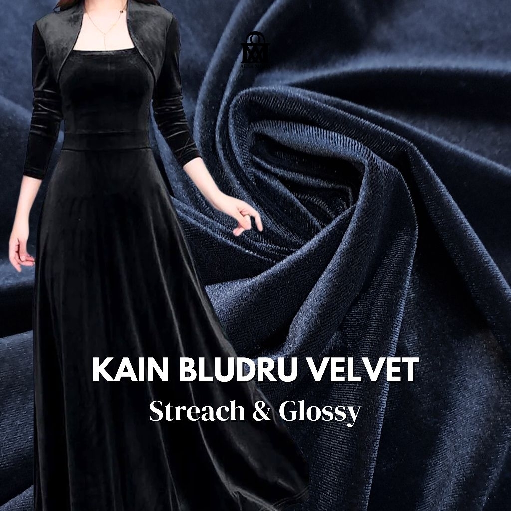 [Harga 0,5 Meter] Kain Meteran BLUDRU VELVET STRETCH/Kain Meteran Bludru