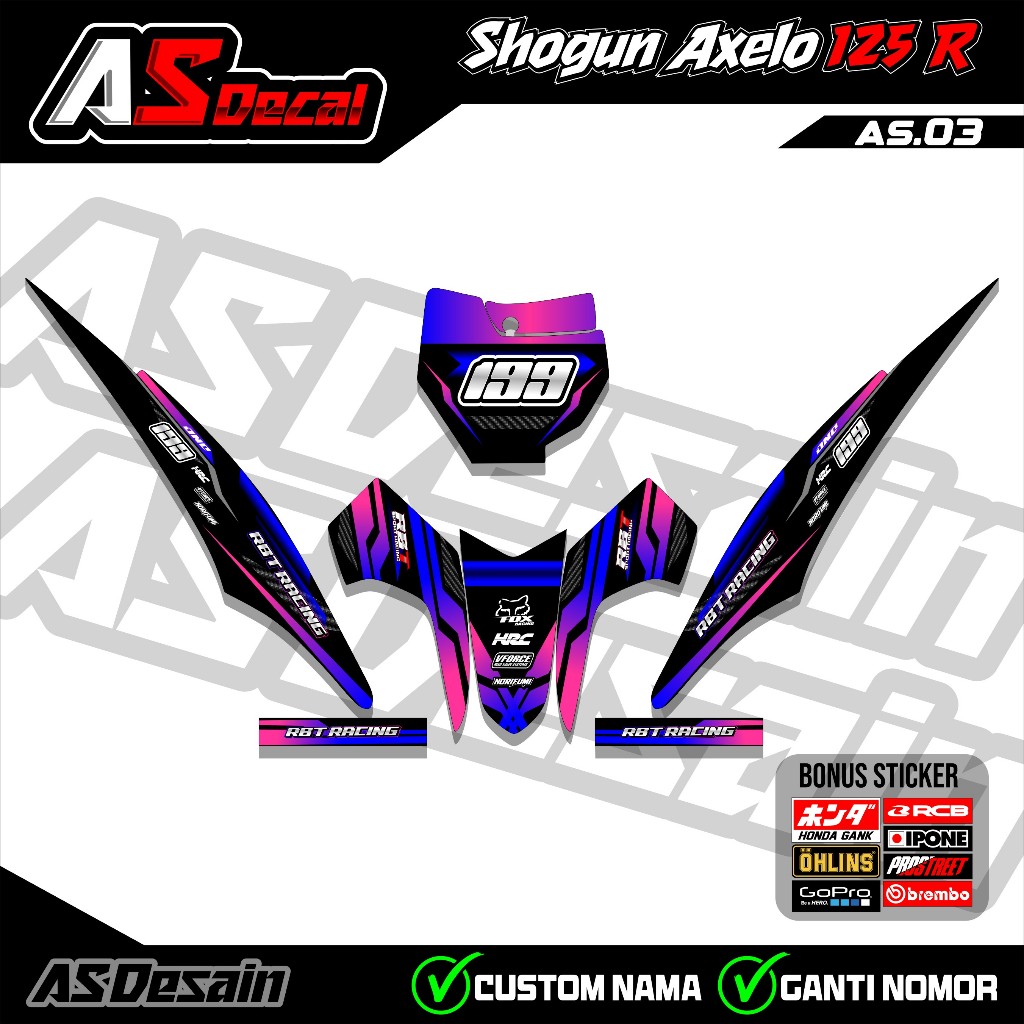 Stiker Striping Rbt Decal Motor Suzuki Shogun Axelo 125 R Variasi Rbt Bebek Modifikasi AS.03
