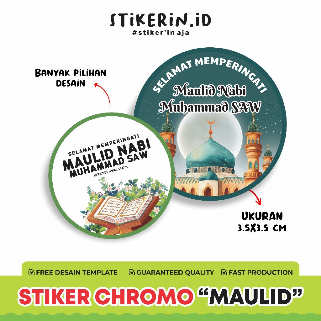 [READY STOK] Sticker Bulat Spesial MAULID NABI /Hampers/Stiker Segel Box/Packaging/Toples Makanan
