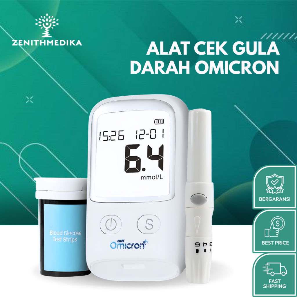 Alat Tes Gula Darah TaffOmicron / Alat Cek Gula Darah Lengkap Digital / Glucometer Kit Isi 50 Strip 