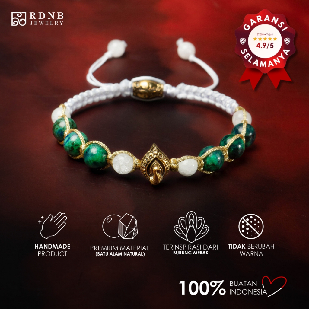 RDNB Jewelry - Merak Kharisma White - Gelang Wanita/Pria - Batu Alam Natural - Gelang Casual Spiritu