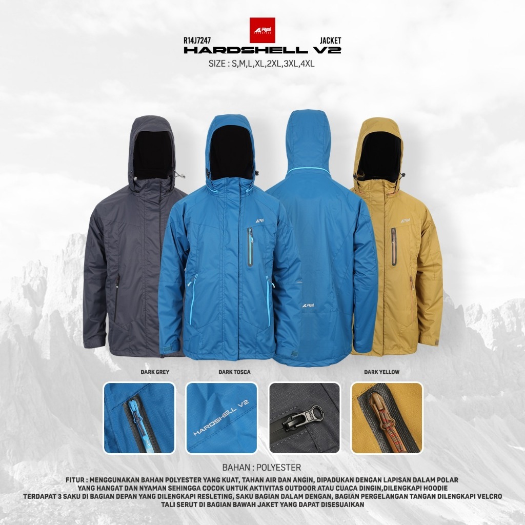 Jaket Gunung Pria Hardshell V2 Arei outdoorgear