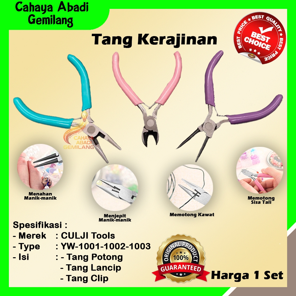 Set Tang Aksesoris 3 Pcs / Tang Set Aksesoris / Kerajinan / Tang Mini Aksesoris
