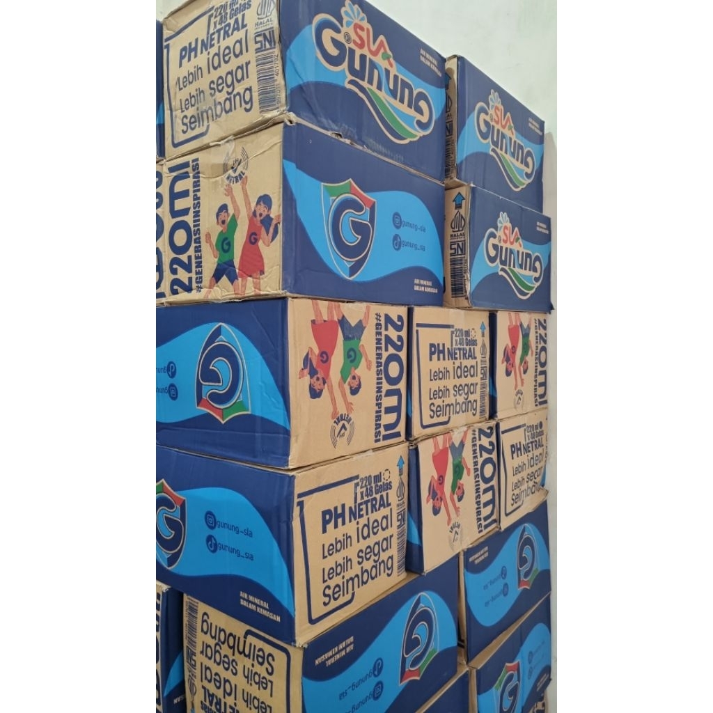 AIR MINERAL GUNUNG SLA GELAS 220 ML 1 DUS ISI 48 (KHUSUS INSTANT/SAMEDAY)