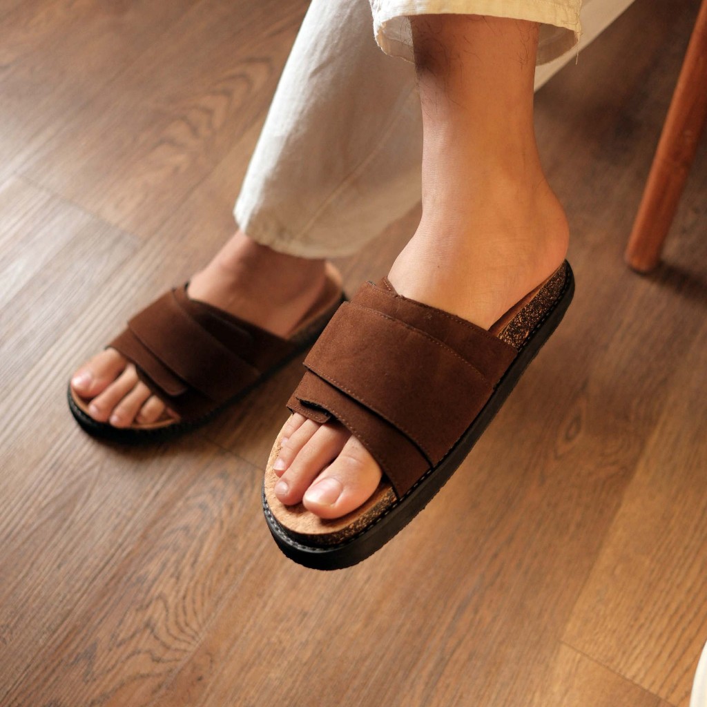 Brussel Suede Series Zoe Berlin Sandal Footbed Pria Slides Cork Birken Docmart Klasik Anti Slip