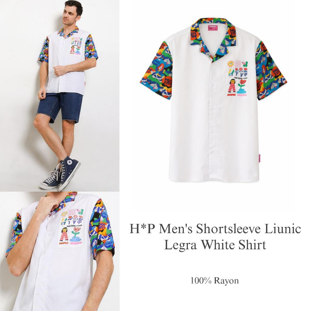 Men’s Liunic Legra White Short Sleeve Shirt / Kemeja pria original branded / kemeja unisex terbaru