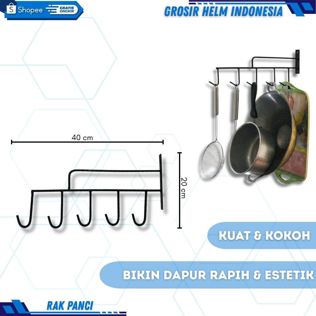 Rak Gantungan Wajan Panci Dinding - Gantungan Wajan Besi Dinding Rak Gantung Dapur 5