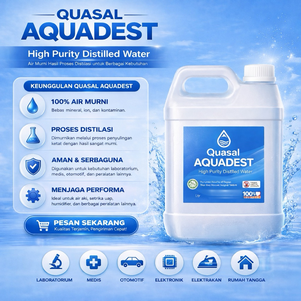 Aquadest / Aquadest Distilled Water / Air Suling 5 Liter