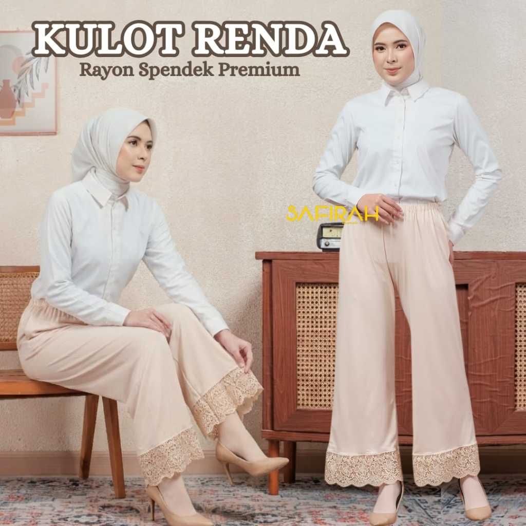 Celana Kulot Renda Celana Dalaman Gamis Haji Umroh Celana Wanita Renda Spandek Rayon premium KULOT R