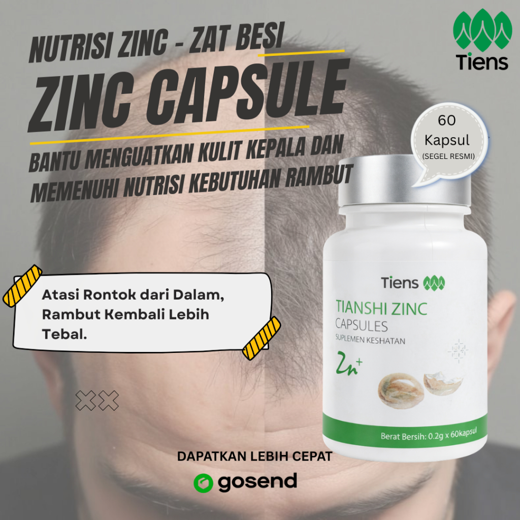 Obat Rambut Rontok - Kebotakan - Suplemen Penumbuh Rambut - Vitamin TIENS ZINC 100% AMPUH ORIGINAL