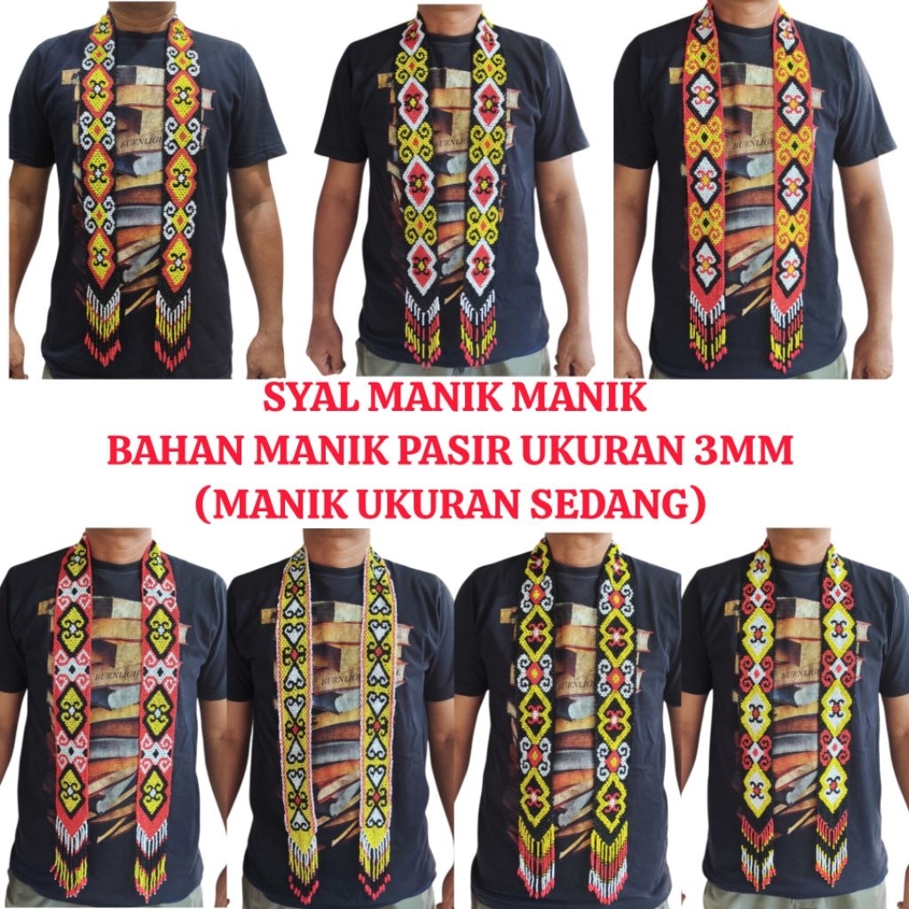 Syal manik dayak ukuran besar / syal manik manik kalimantan / syal manik manik / Syal dayak / syal d