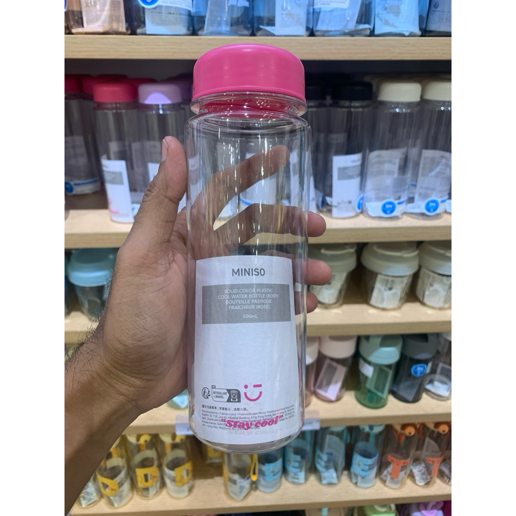 Miniso Botol Minum 500ml Pink COOL WATER BOTTLE