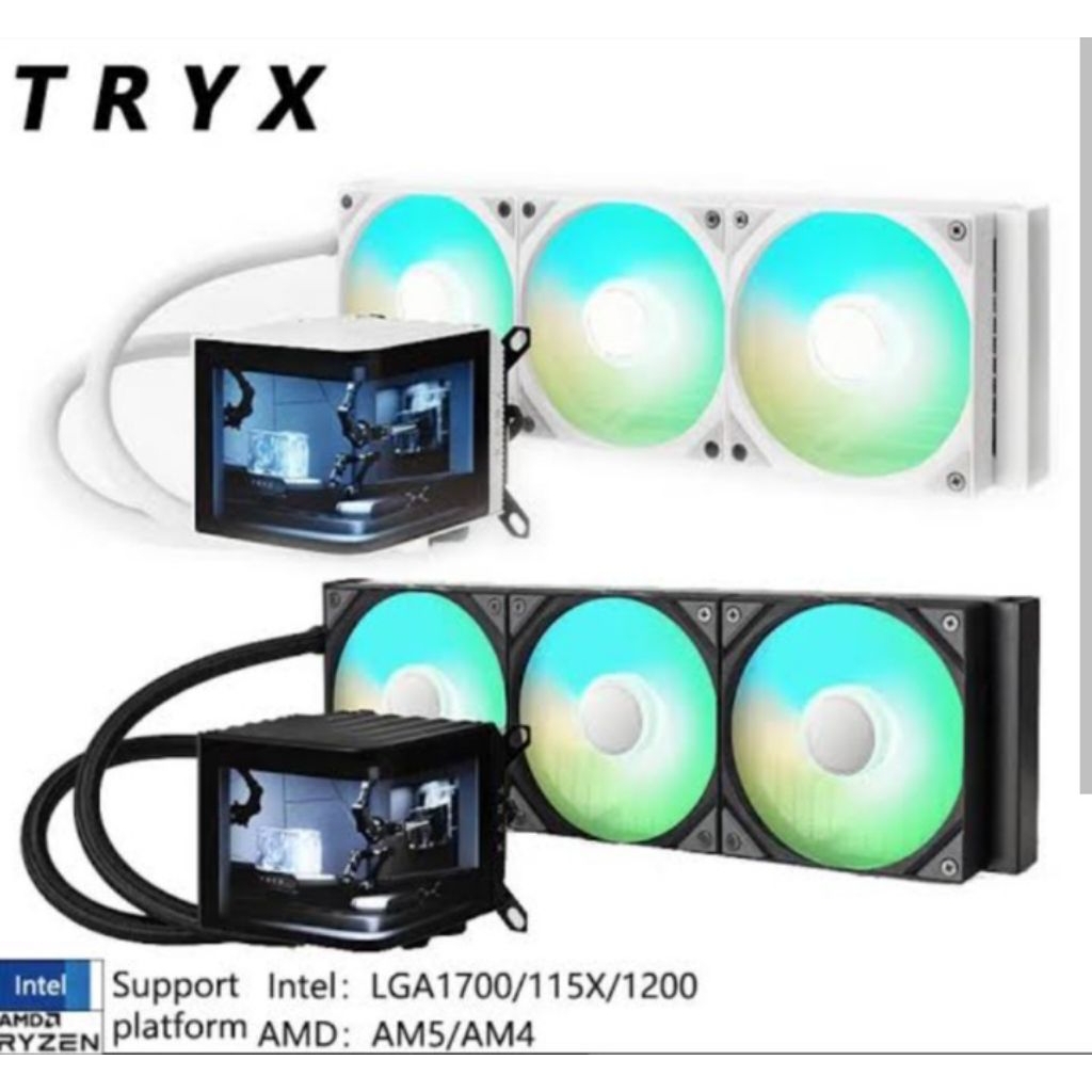 TRYX Panorama 360 ARGB 360mm AIO 6.67'' AMOLED Curved Screen 3D Anamorphic Effect Display Customizab