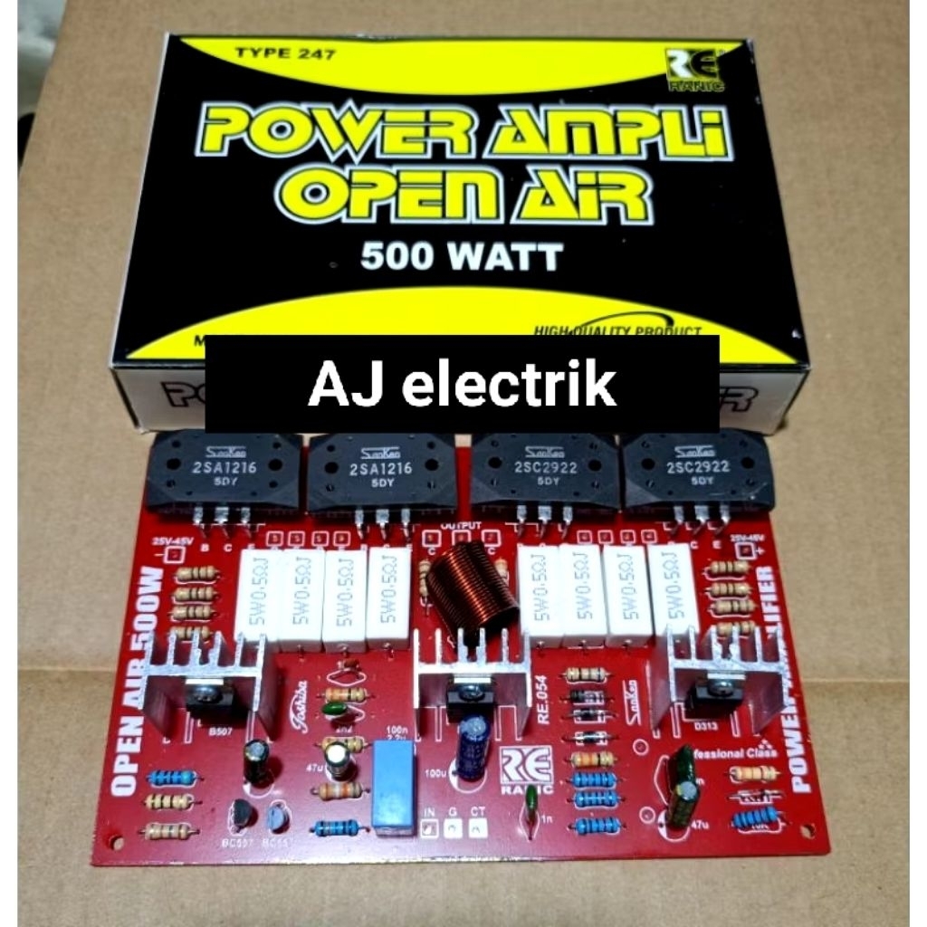 KIT Power Amplifer Open Air 500Watt Plus Sanken 5DY 2SA1216 + 2SC2922 Mono Free Mika Transistor