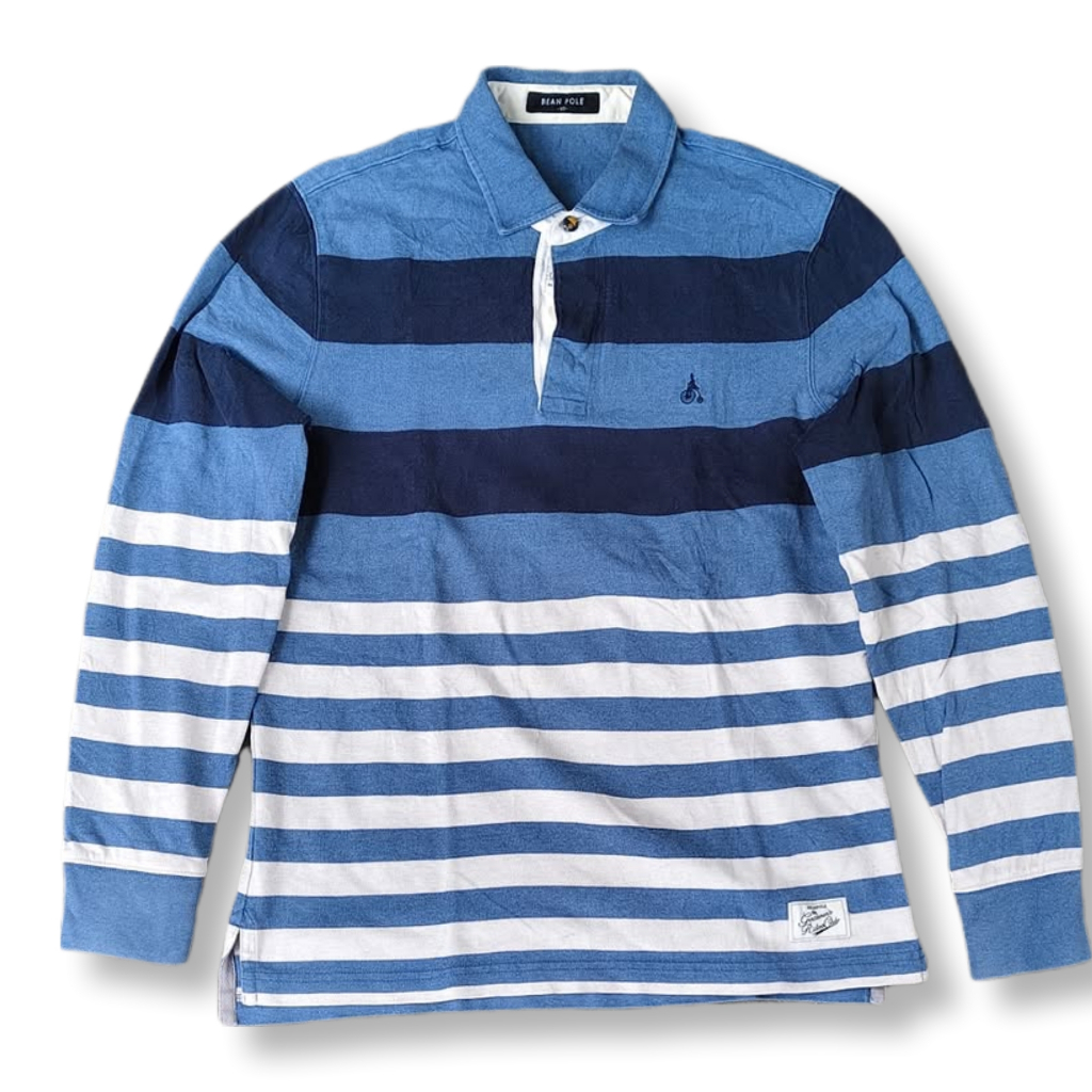 BEAN POLE STRIPE RUGBY POCKET POLO LONG SLEEVE | KAOS LENGAN PANJANG | MNZA