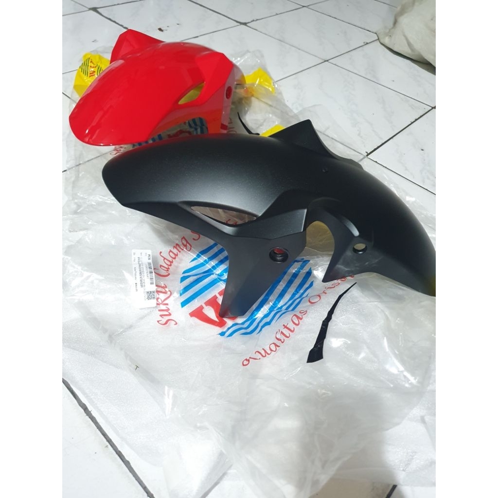 SPAKBOR DEPAN CB NEW LED HITAM DOFF MERAH