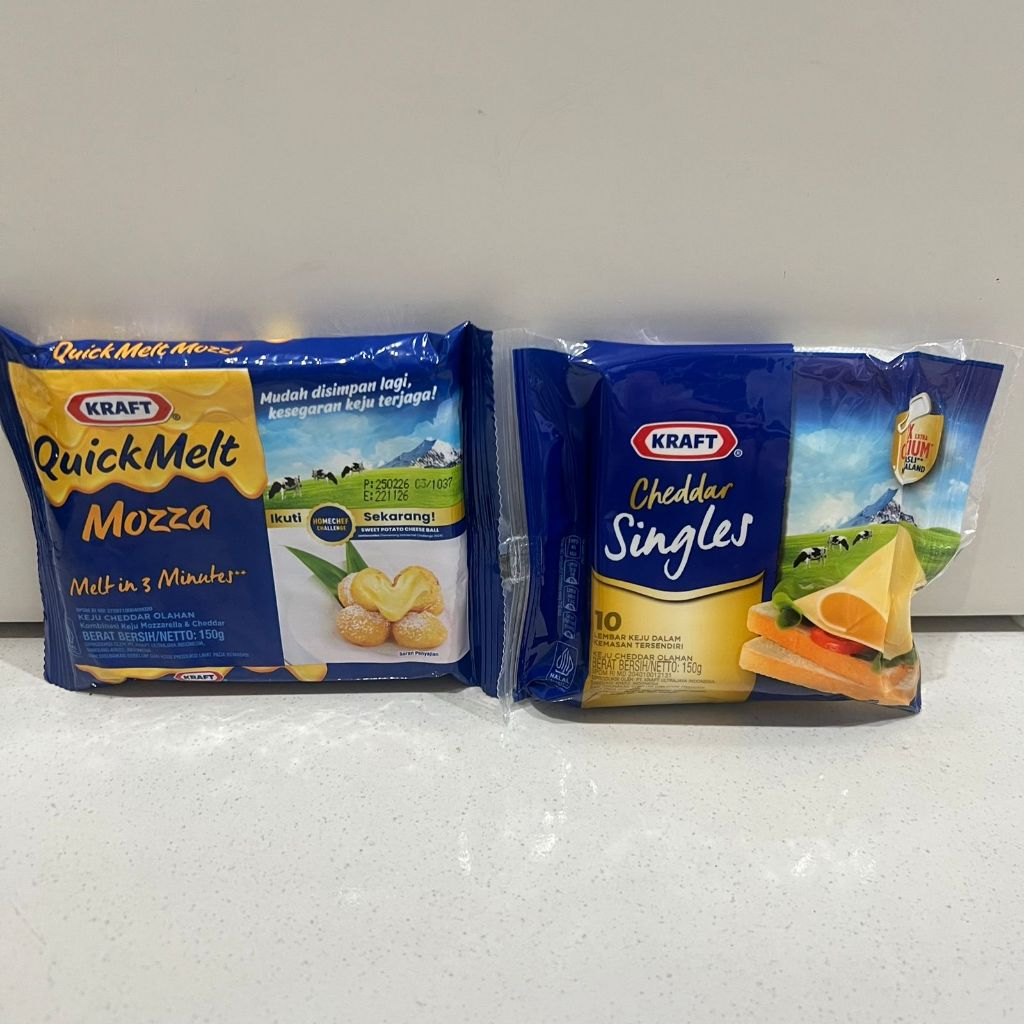 Keju Kraft Quickmelt Mozza & Slice Cheddar Single isi 10