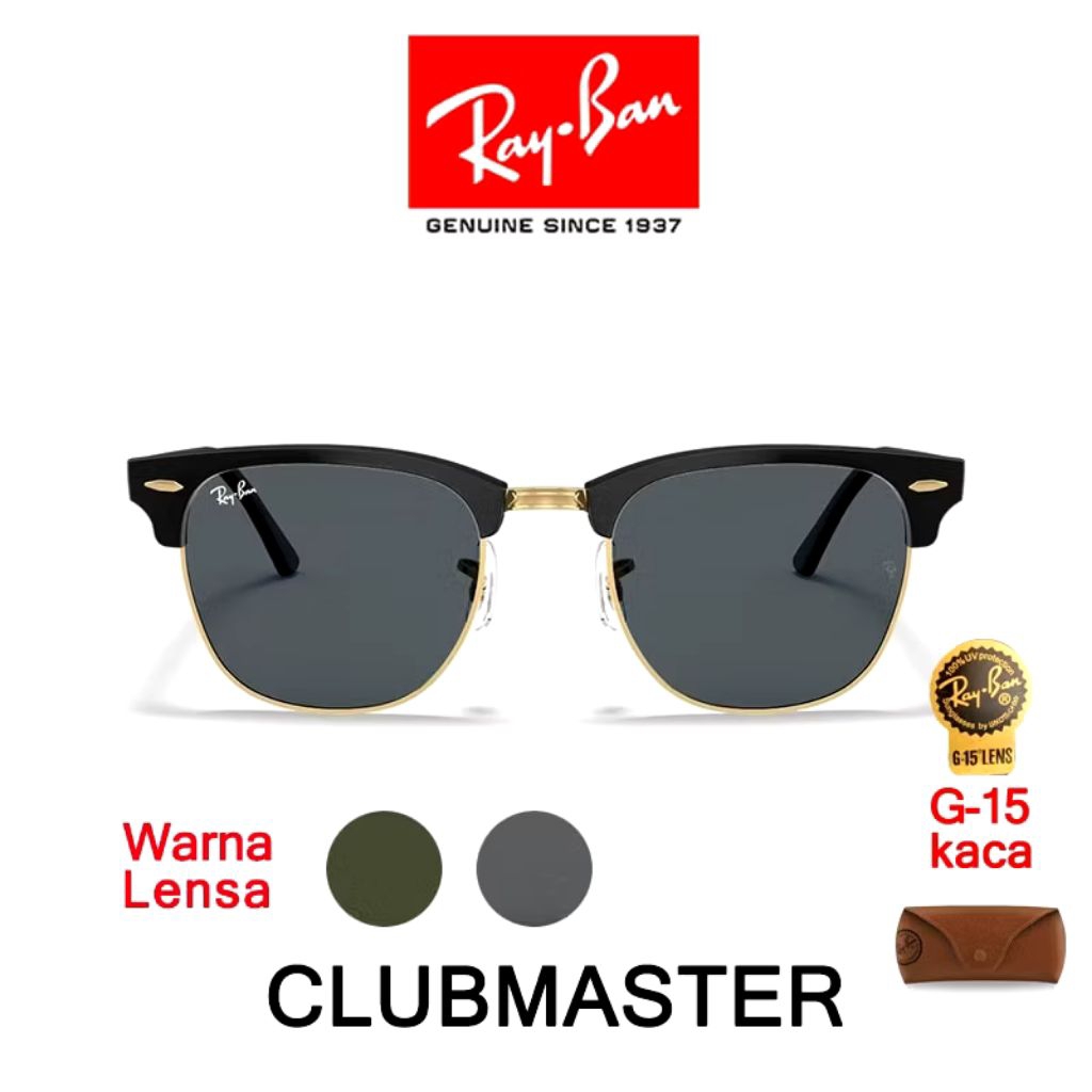 100% Original Ray-ban clubmaster |RB 3016 | sunglasses pria wanita original
