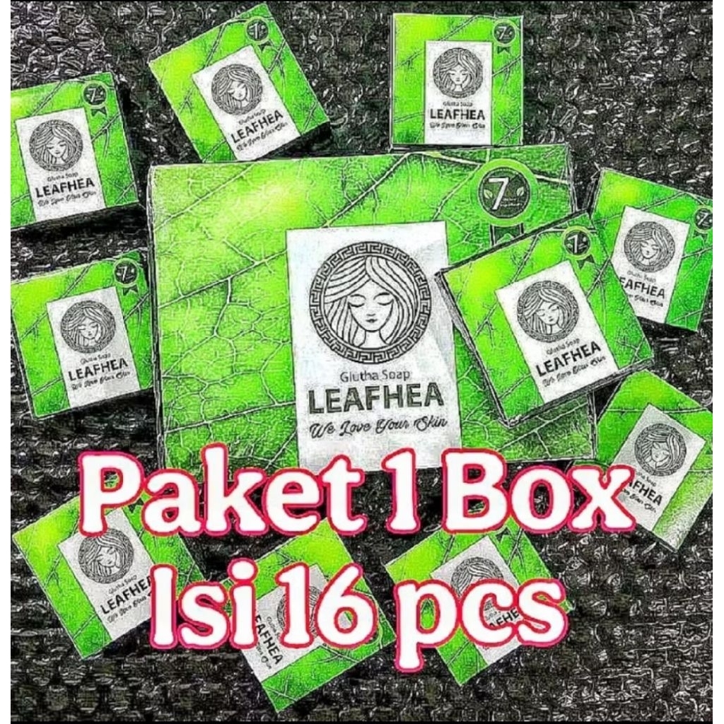 Sabun Leafhea Gluta Whitening 1 Box Isi 16 Pcs Original BPOM Brightening Body Soap Pemutih Badan