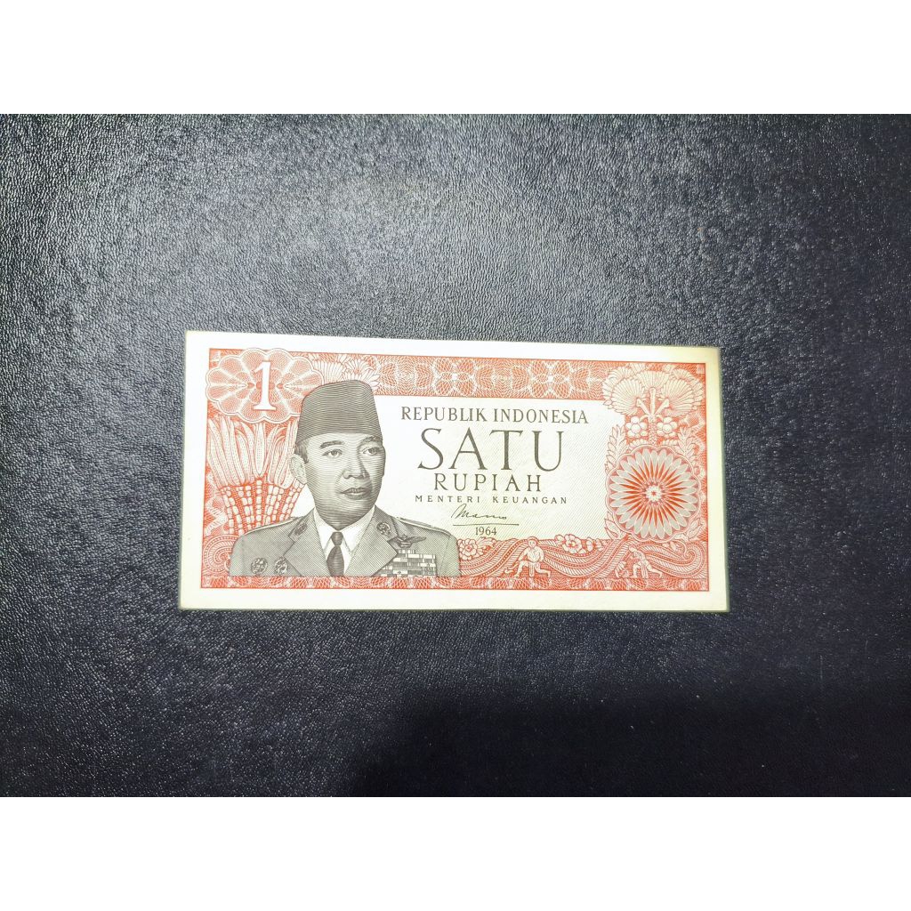 Uang kuno kertas 1rupiah tahun 1964 seri Soekarno UNC