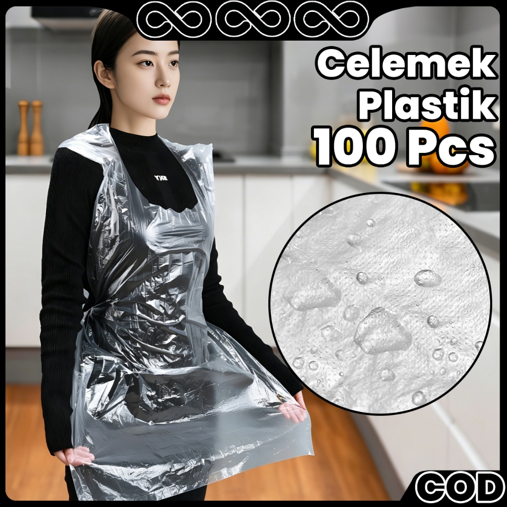 100Pcs Celemek Plastik Disposable PE 60*100CM Anti Air Waterproof Serbaguna Alat Perlindungan Diri A